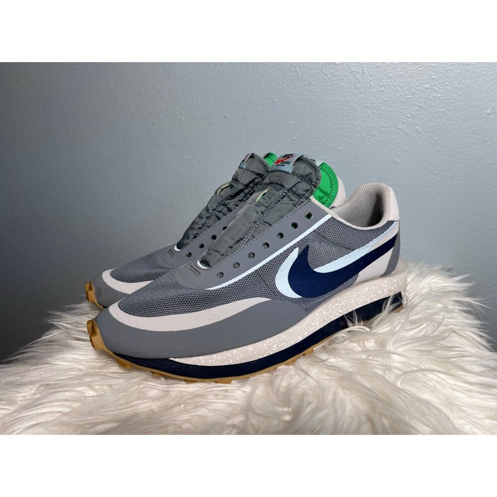 Nike Mens 10 LDWaffle DH3114 001 Sacai x Clot Cool Grey Green Size 10 No Laces